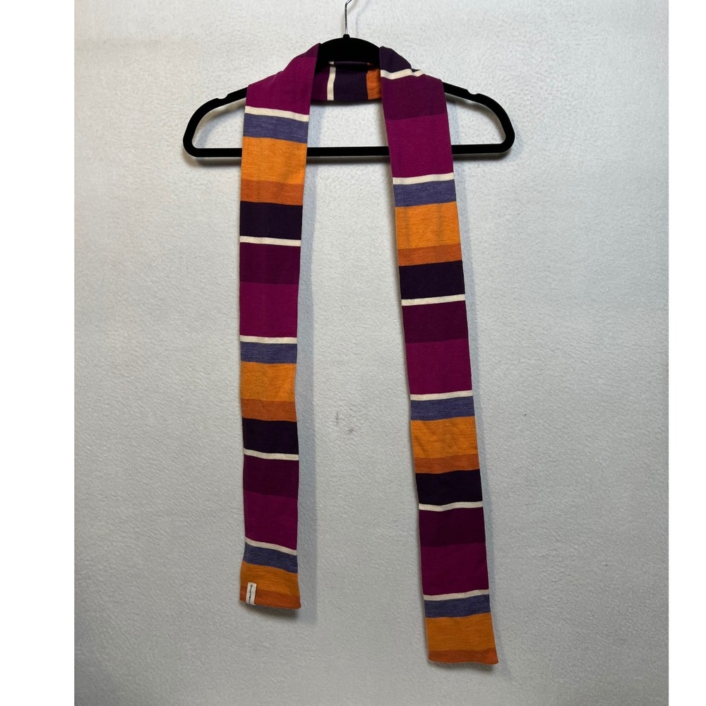 Smartwool Merino Wool Striped Knit Scarf Magenta Orange Purple Unisex